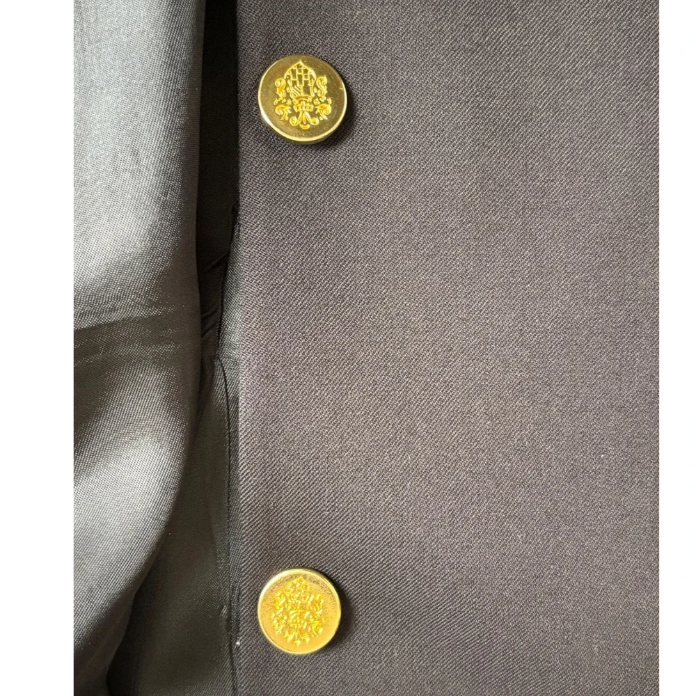 VTG Botany 500 Mens Navy Blue Wool Blazer Sport Coat Gold‎ Buttons 46 Long - Picture 12 of 14